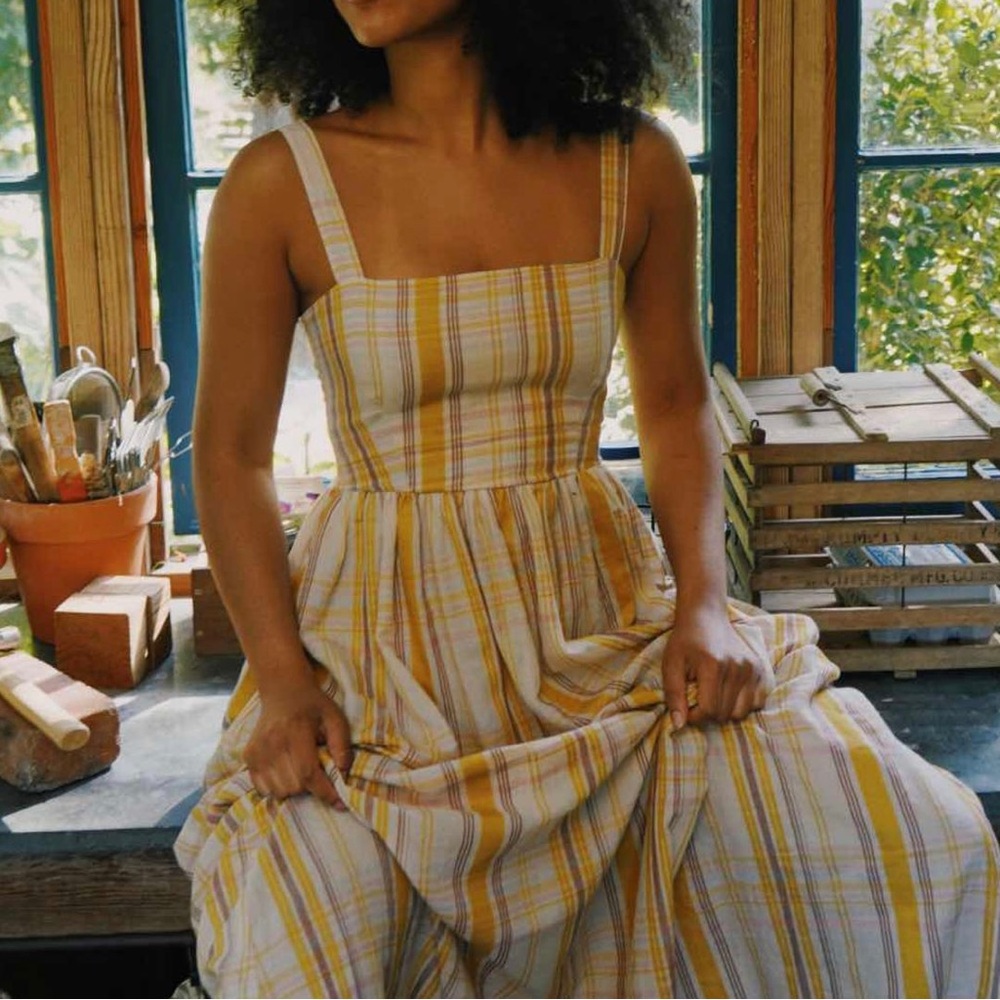 Christy Dawn Gwen Dress in Honey Plaid Small